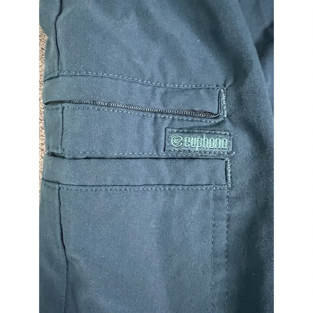 Euphoria Womens Scrubs Large Blue Jogger Drawstring Medical Uniform Cargo